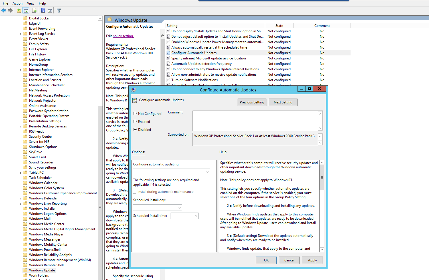 Updating configuration file. Службы удаленной установки GPO. Windows Automatic updates Manager. Auto Window Manager. GPO SP.